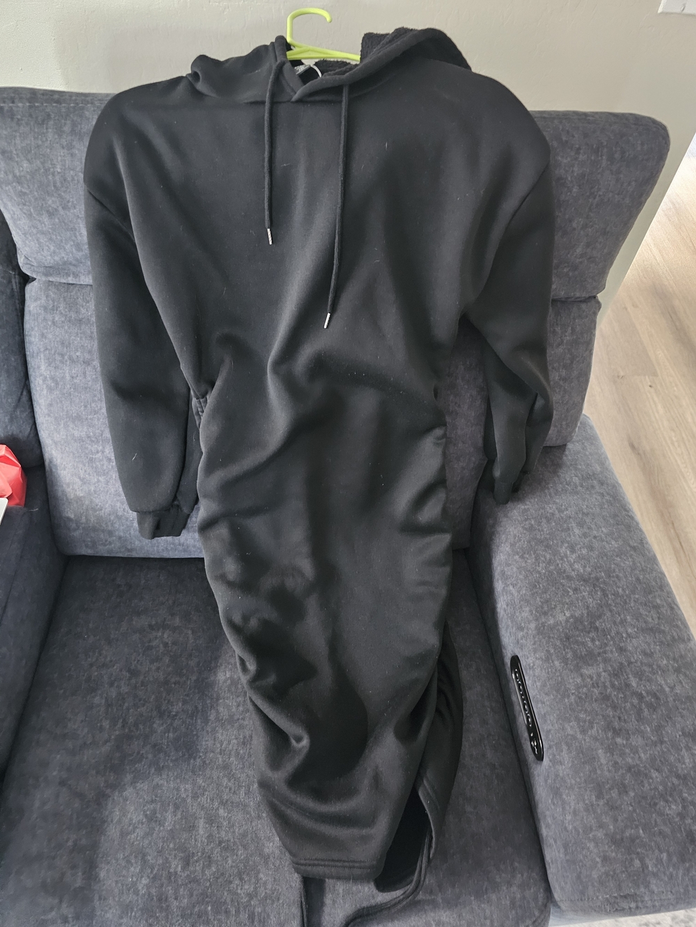 Cozy Black Hooded Longline Sweatshirt Dress